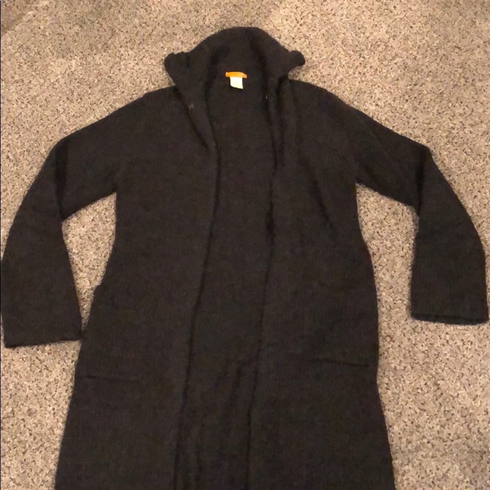 J Crew charcoal knee length thick knit cardigan
